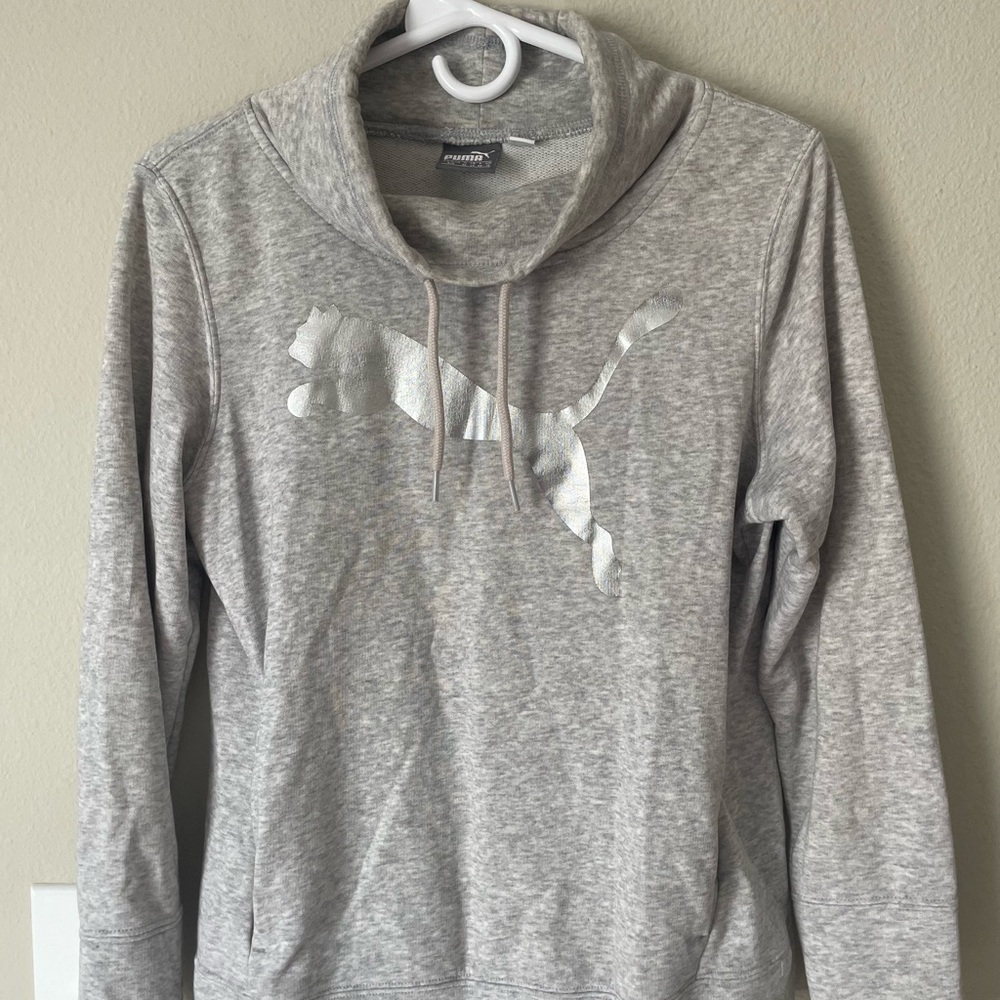 Puma Light Gray Hoodie with Silver Logo
